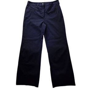 Jeanne Pierre Navy Blue Wide Leg High Rise Trousers 16